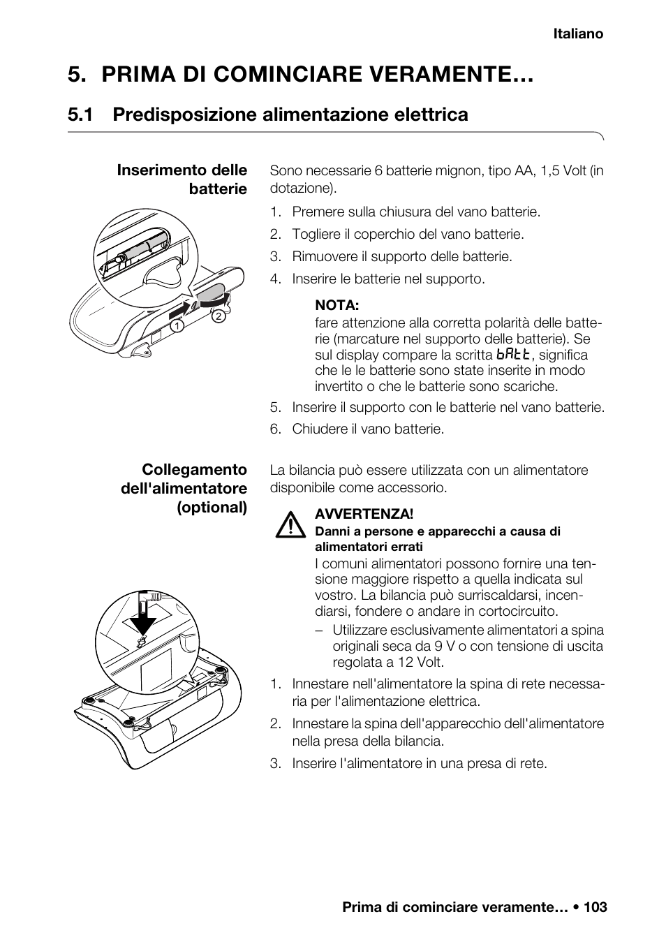 Prima di cominciare veramente, 1 predisposizione alimentazione elettrica, Sicurezza in | Ni per l'uso, Fabbrica (res, Rete radio seca 36, Ione, Seca, Ppi r, Canali | Seca 376 User Manual | Page 103 / 401