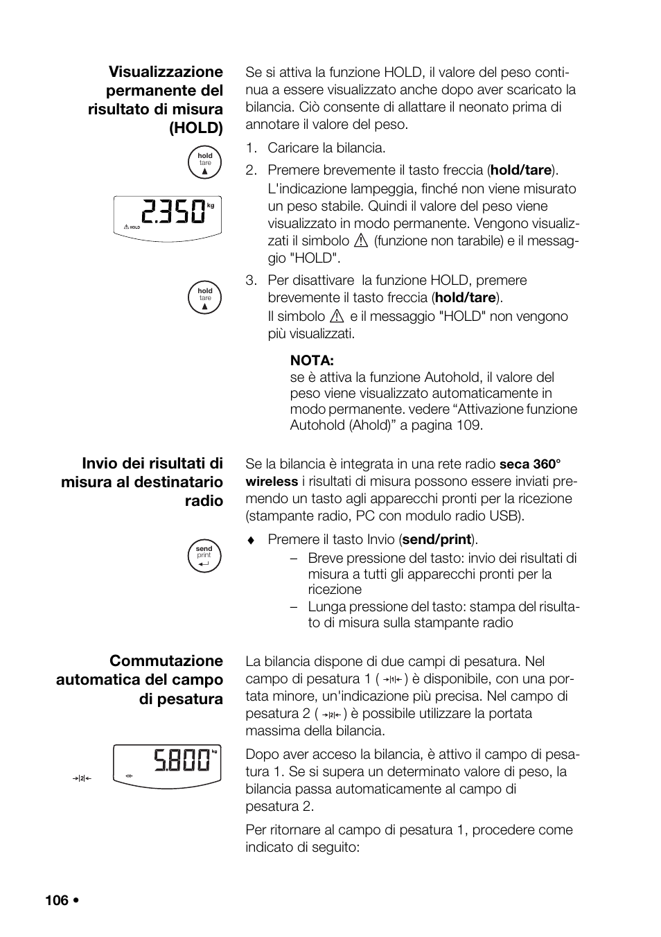 Ento dell'alimentatore, Ncia, Automatica (a | Selezi, E dell, Stampa (aprt), Postazione dell, Pulizia | Seca 376 User Manual | Page 106 / 401