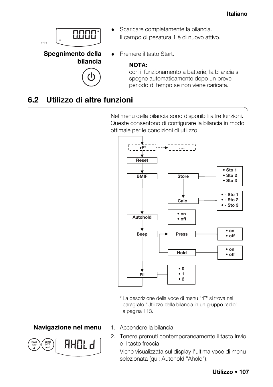 2 utilizzo di altre funzioni, Cosa fare, se, Manu | Ne/rip, Verifi, Trologic, Spegnimento della bilancia, Navigazione nel menu | Seca 376 User Manual | Page 107 / 401