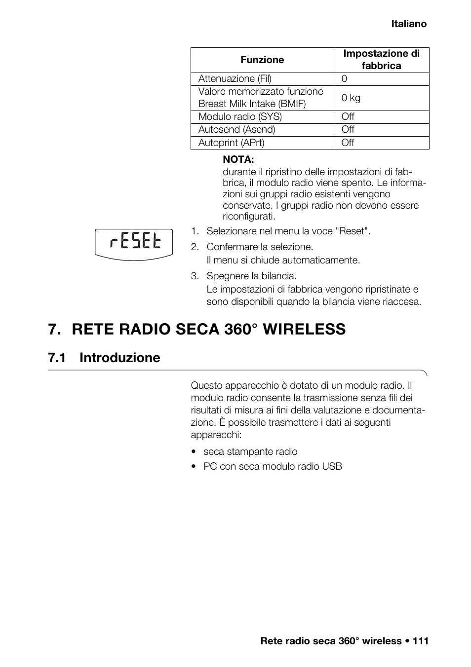 Rete radio seca 360° wireless, 1 introduzione | Seca 376 User Manual | Page 111 / 401