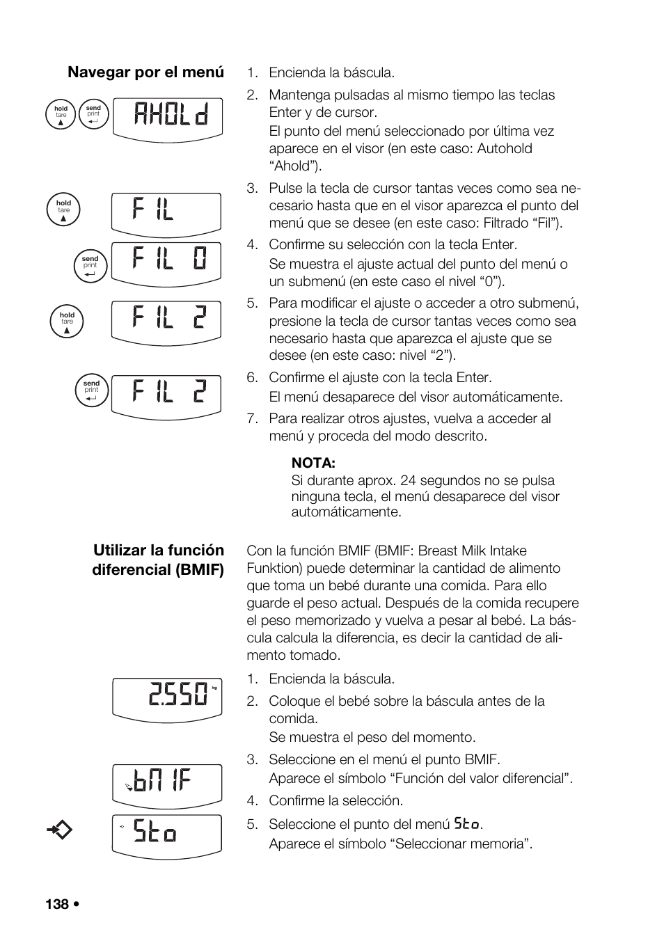 Navegar por el menú, Utilizar la función diferencial (bmif) | Seca 376 User Manual | Page 138 / 401