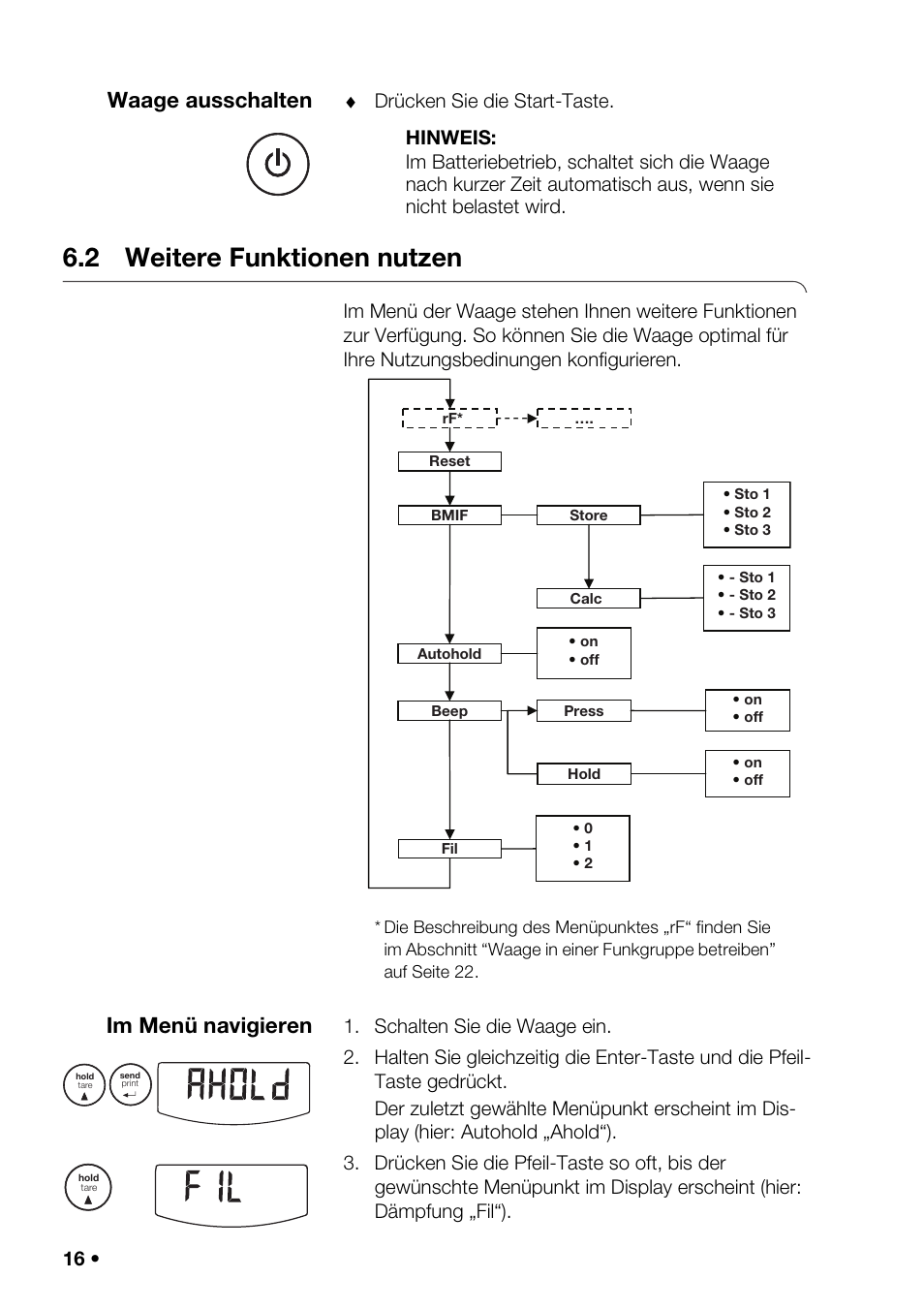 2 weitere funktionen nutzen, Was tu, Waage ausschalten | Im menü navigieren | Seca 376 User Manual | Page 16 / 401