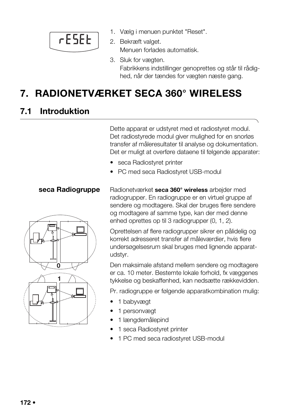 Radionetværket seca 360° wireless, 1 introduktion | Seca 376 User Manual | Page 172 / 401