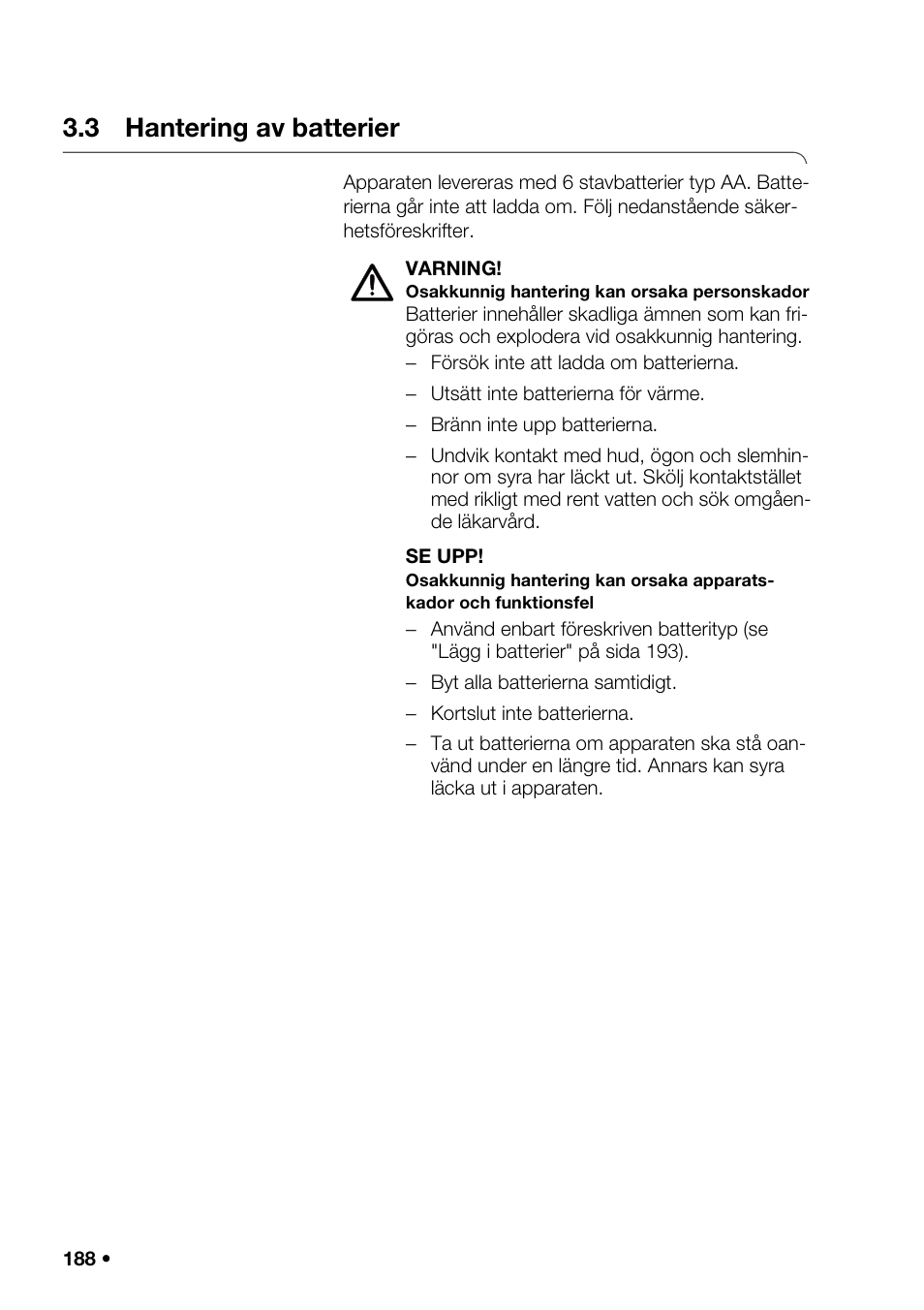 3 hantering av batterier | Seca 376 User Manual | Page 188 / 401