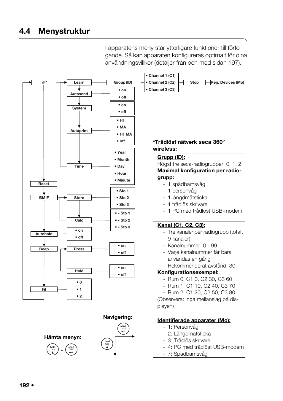 4 menystruktur, Till fabri, Seca 360° wireless | Seca 376 User Manual | Page 192 / 401