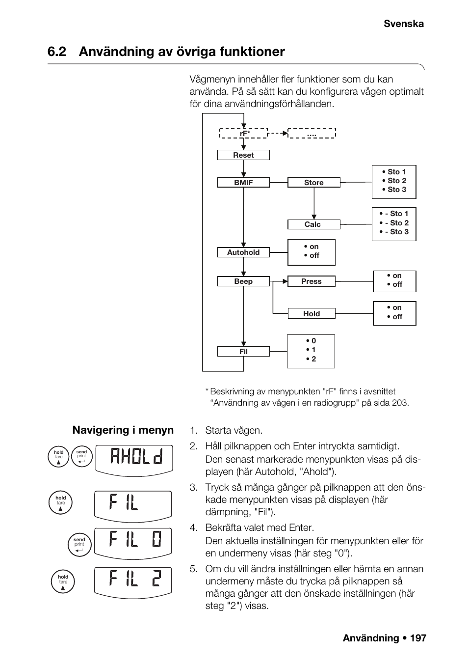 2 användning av övriga funktioner, Navigering i menyn, Användning • 197 svenska | Seca 376 User Manual | Page 197 / 401