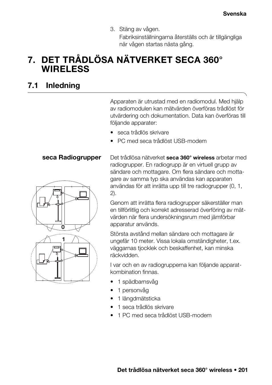 Det trådlösa nätverket seca 360° wireless, 1 inledning | Seca 376 User Manual | Page 201 / 401