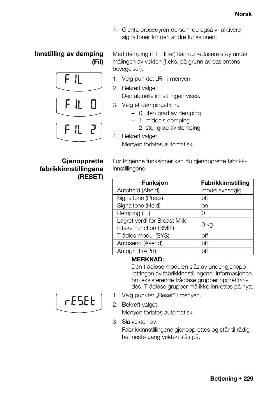 Norsk | Seca 376 User Manual | Page 229 / 401