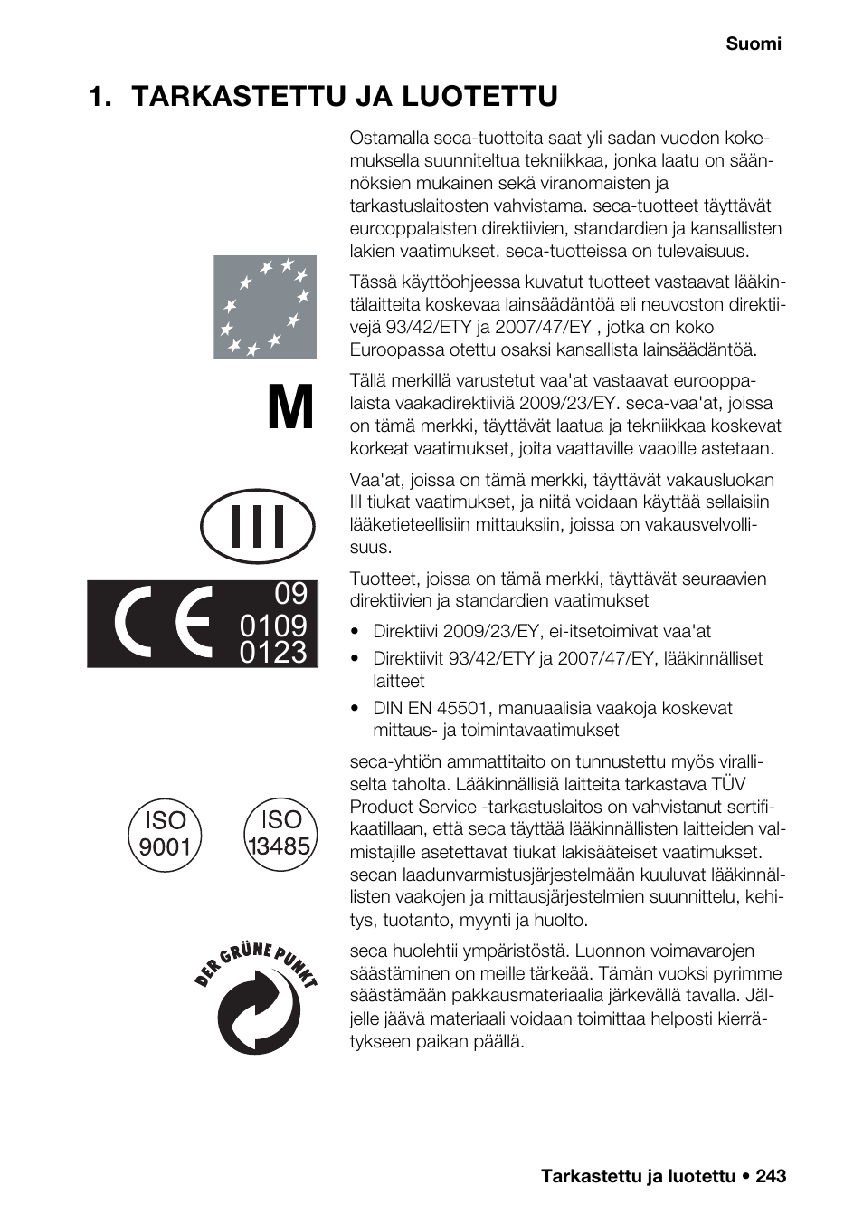 Tarkastettu ja luotettu | Seca 376 User Manual | Page 243 / 401