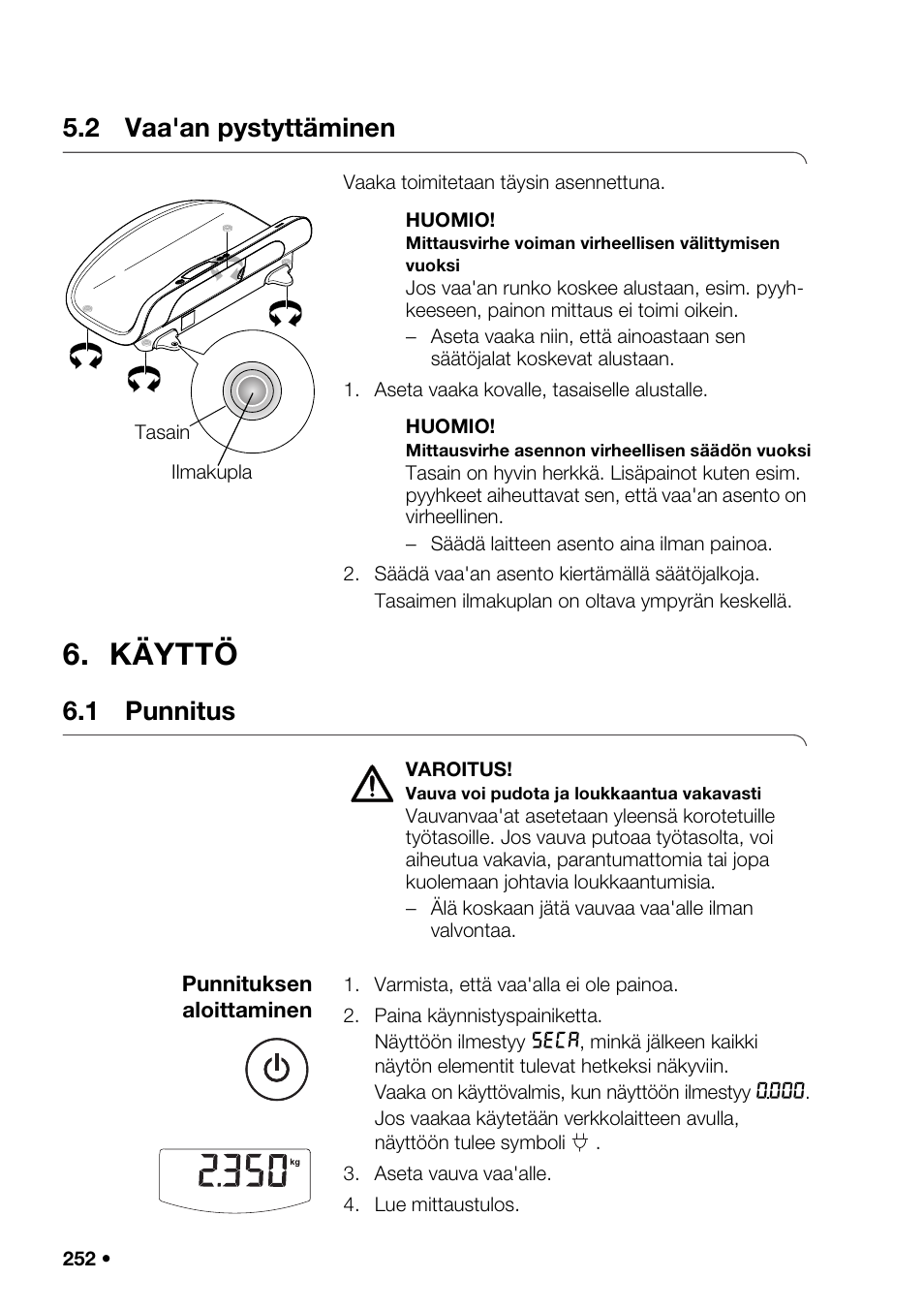 2 vaa'an pystyttäminen, Käyttö, 1 punnitus | Wireless, Laitteiden tun | Seca 376 User Manual | Page 252 / 401