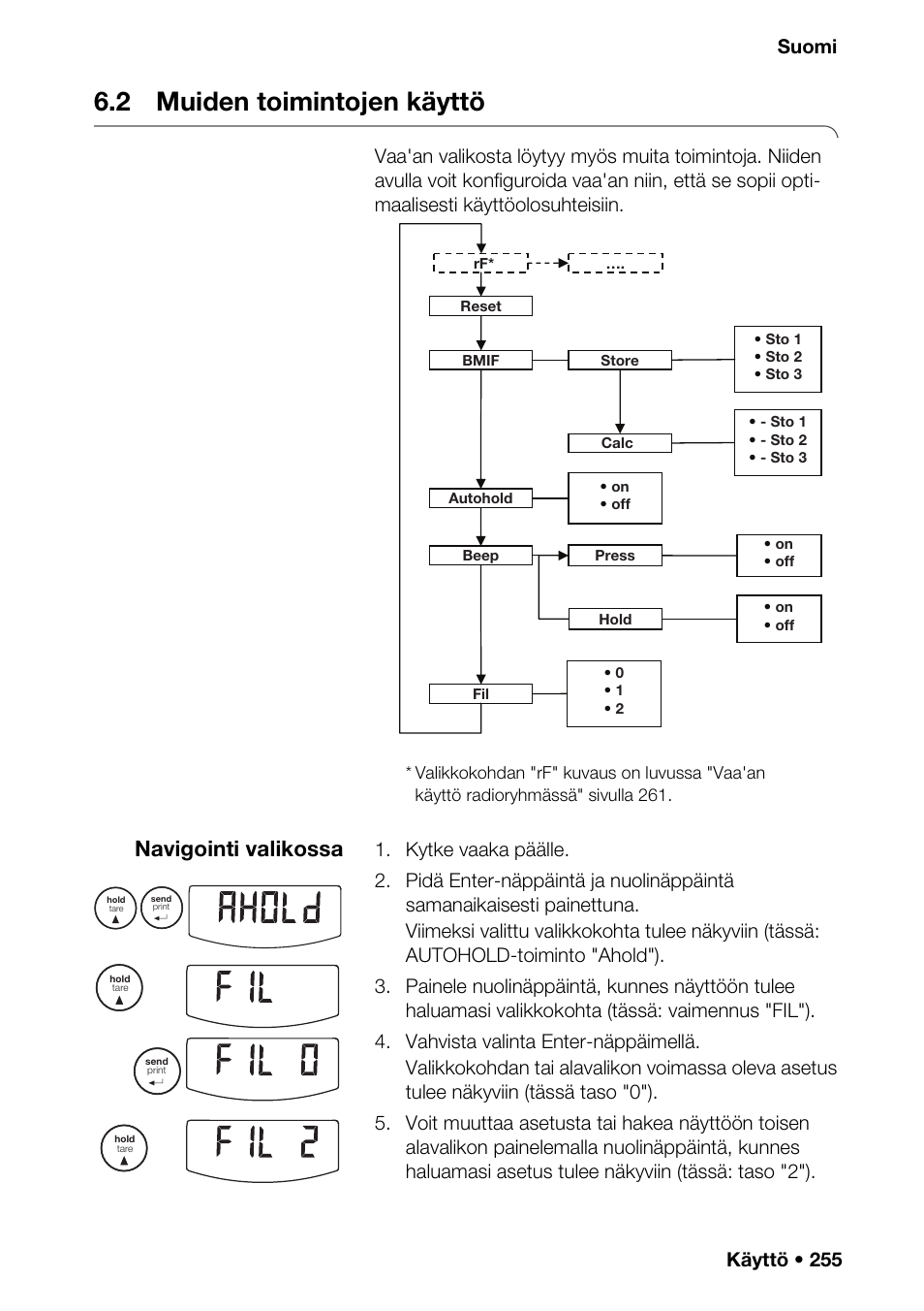 2 muiden toimintojen käyttö, Navigointi valikossa, Käyttö • 255 suomi | Seca 376 User Manual | Page 255 / 401