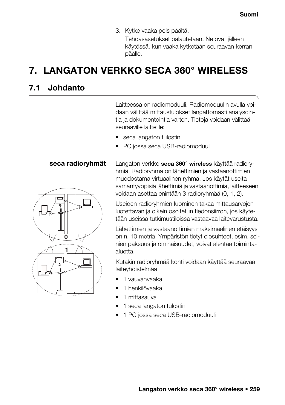 Langaton verkko seca 360° wireless, 1 johdanto | Seca 376 User Manual | Page 259 / 401