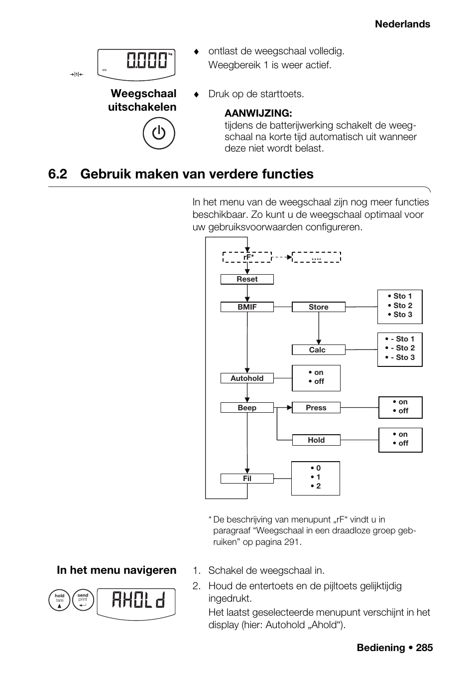 2 gebruik maken van verdere functies, Tijd in, Llen (tim | Weegschaal uitschakelen | Seca 376 User Manual | Page 285 / 401