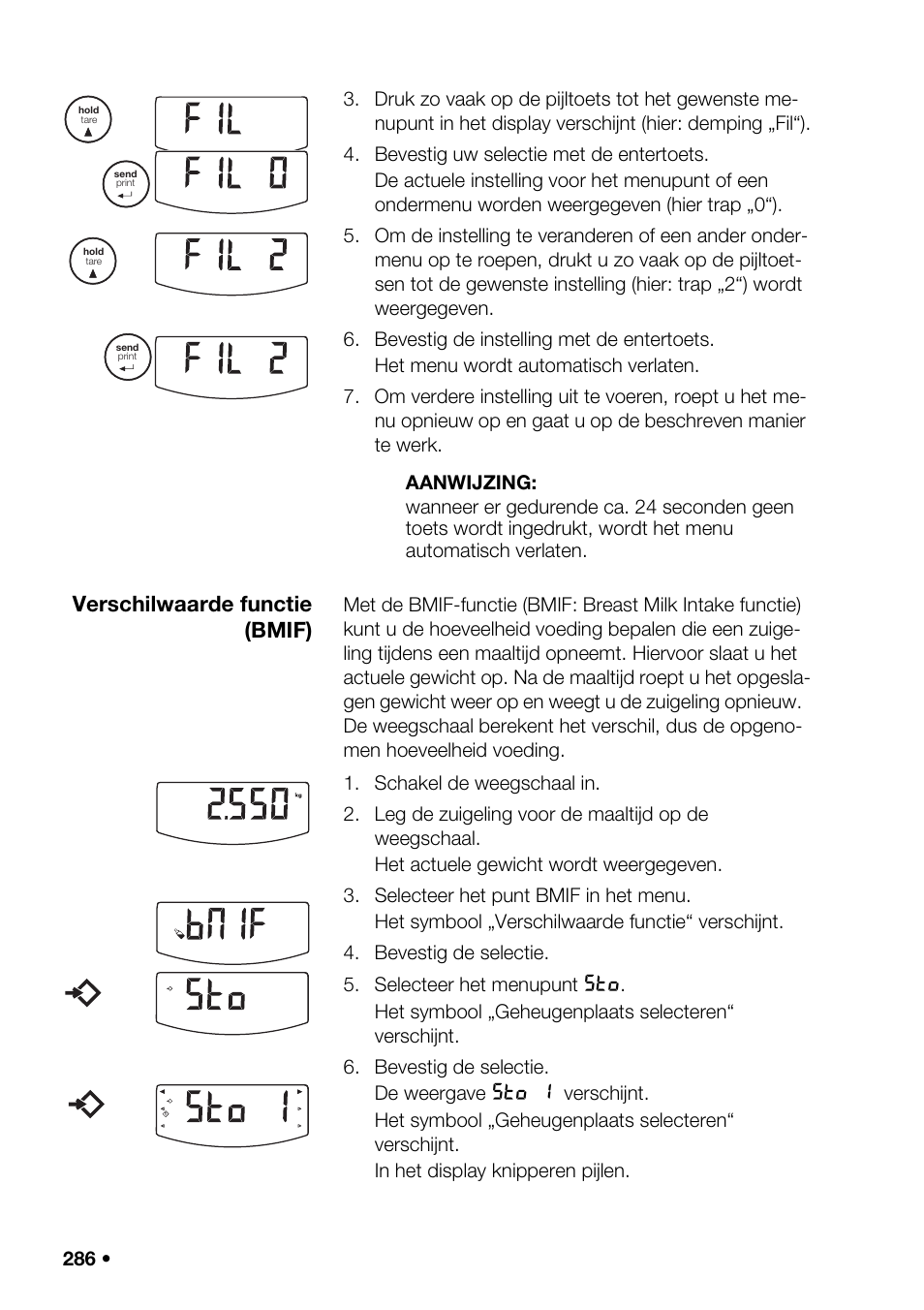Verschilwaarde functie (bmif), Sto 1 | Seca 376 User Manual | Page 286 / 401