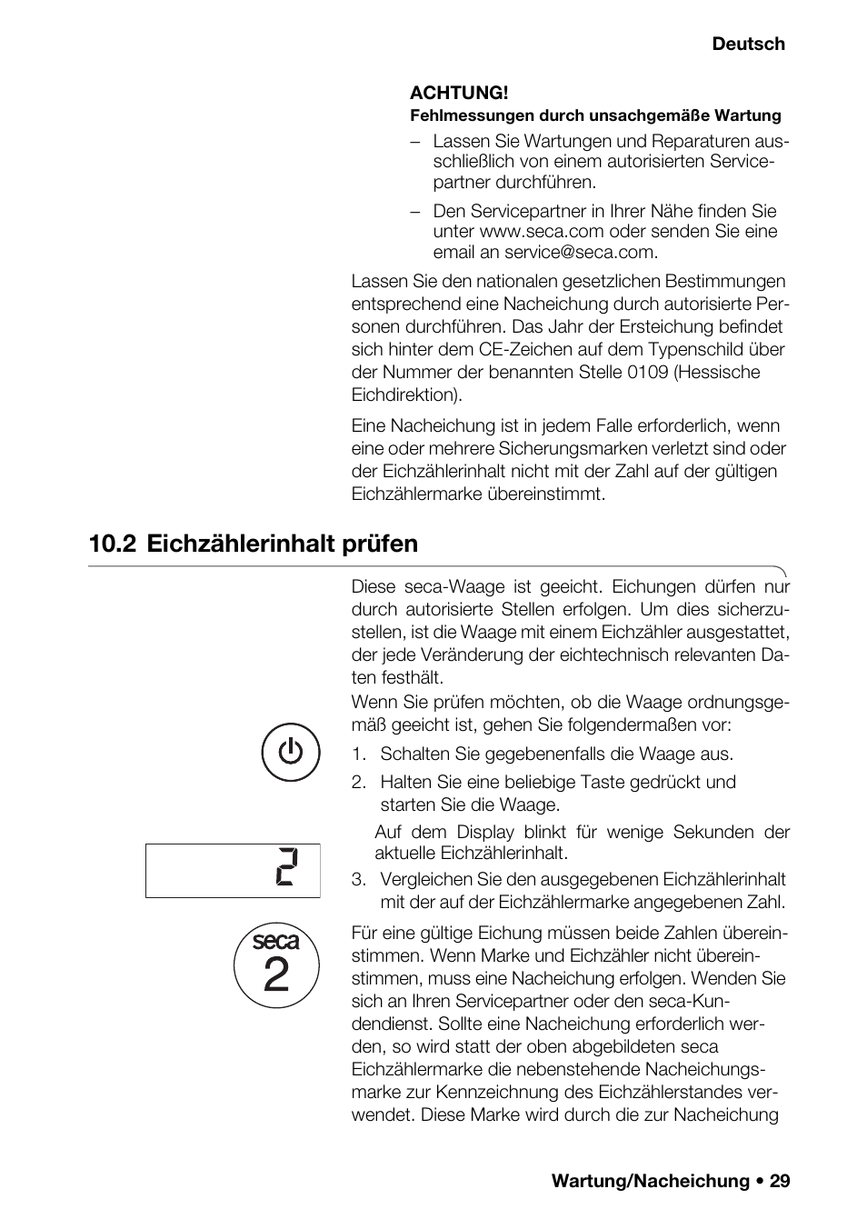 2 eichzählerinhalt prüfen, Hten (lrn) | Seca 376 User Manual | Page 29 / 401