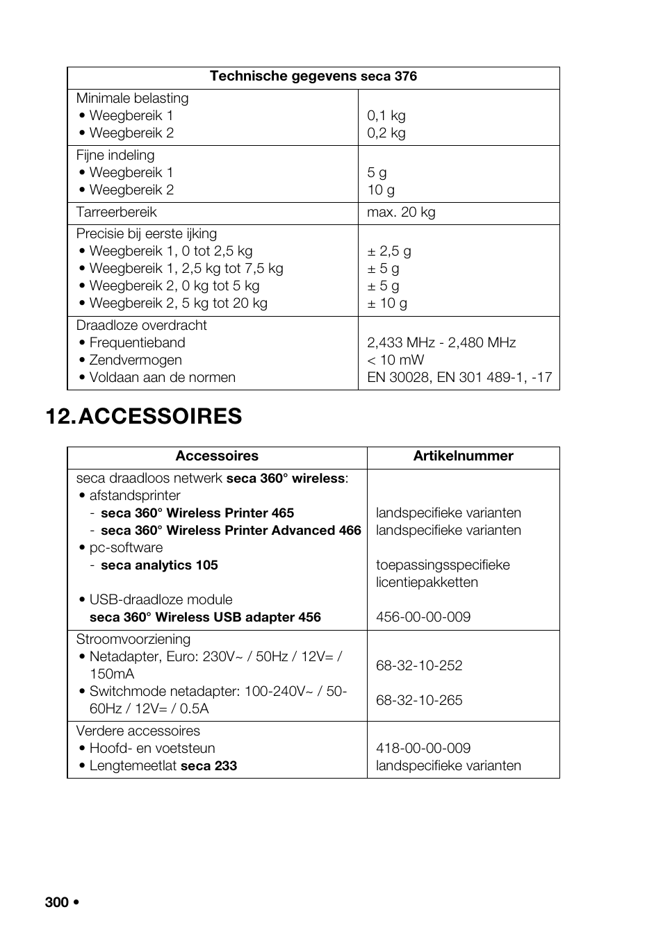 Accessoires | Seca 376 User Manual | Page 300 / 401