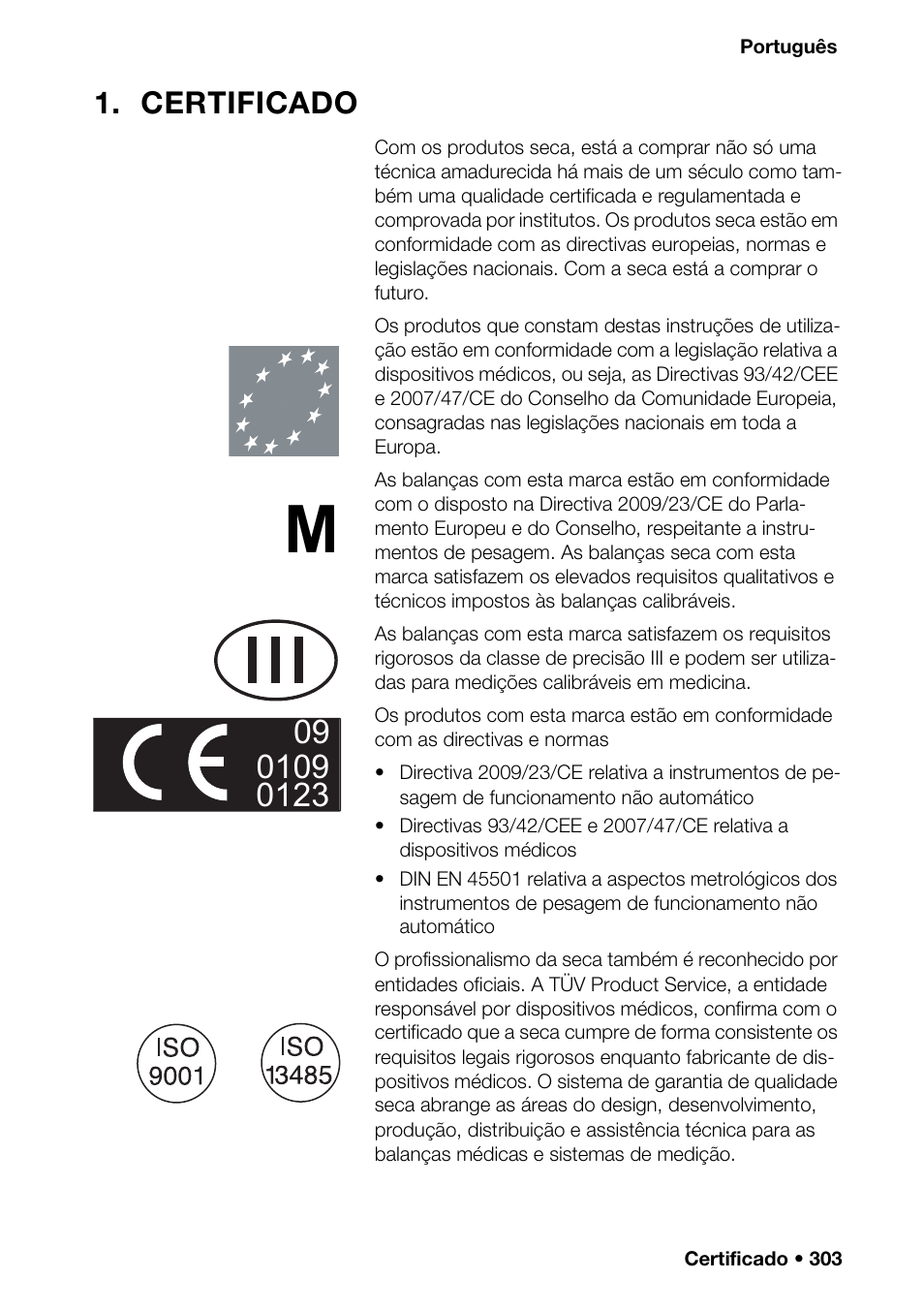 Certificado | Seca 376 User Manual | Page 303 / 401