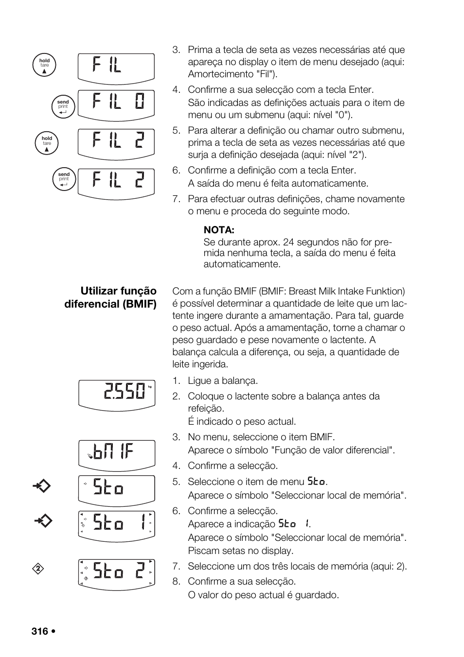 Ações r, Utilizar função diferencial (bmif), Sto 1 | Seca 376 User Manual | Page 316 / 401