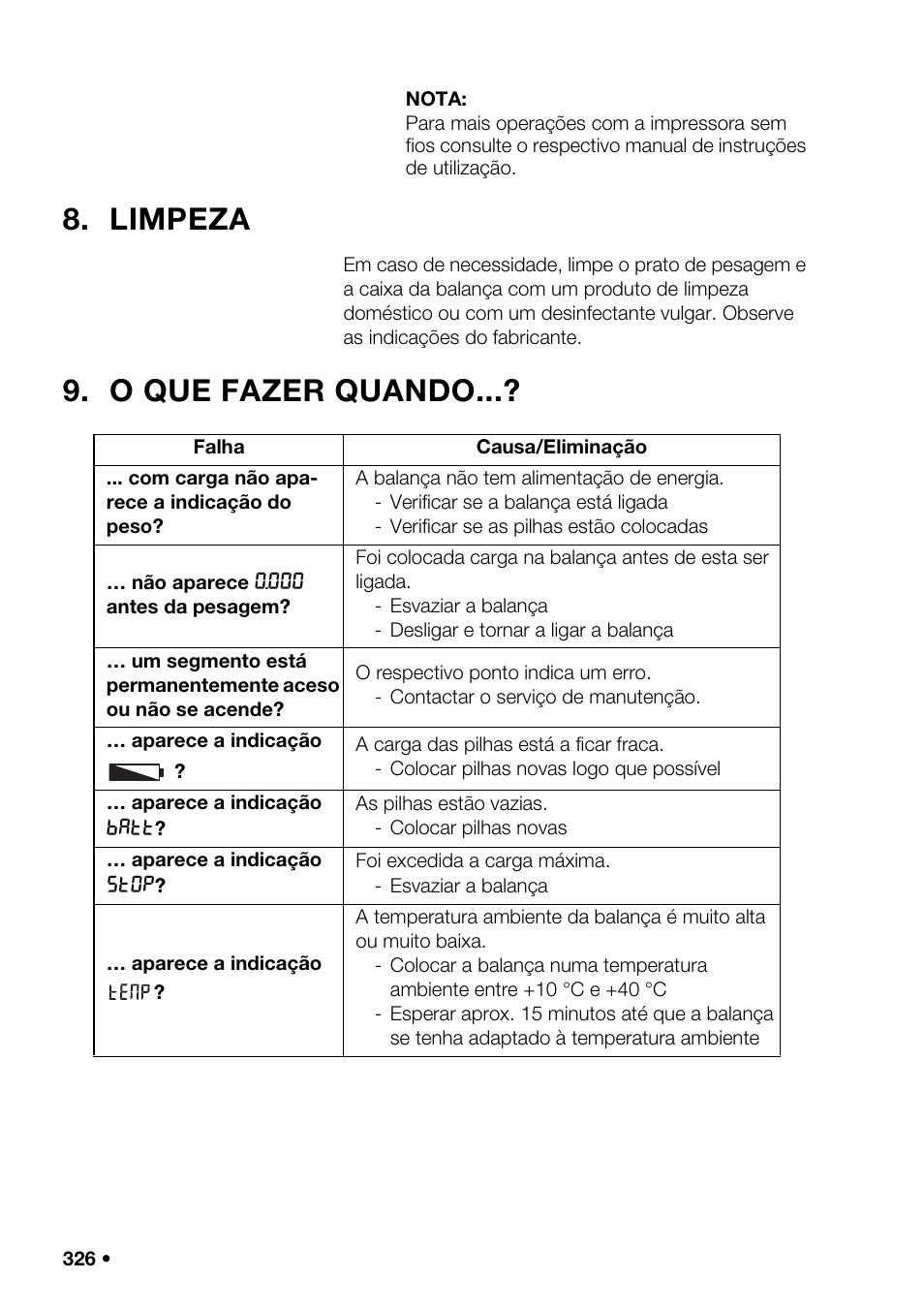 Limpeza, O que fazer quando, Ça num grupo | Seca 376 User Manual | Page 326 / 401