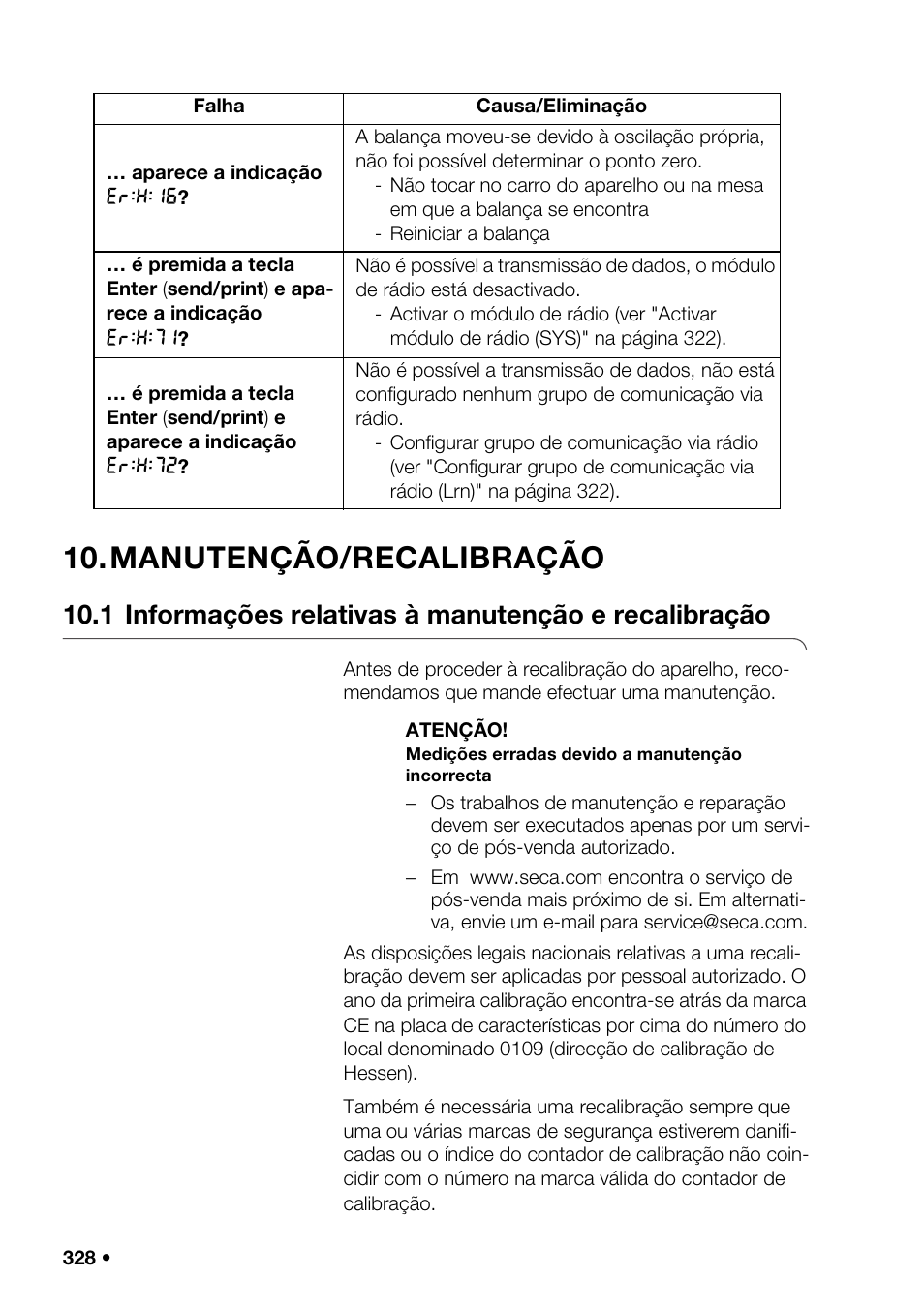 Manutenção/recalibração, Ádio (lrn), Issão | Seca 376 User Manual | Page 328 / 401