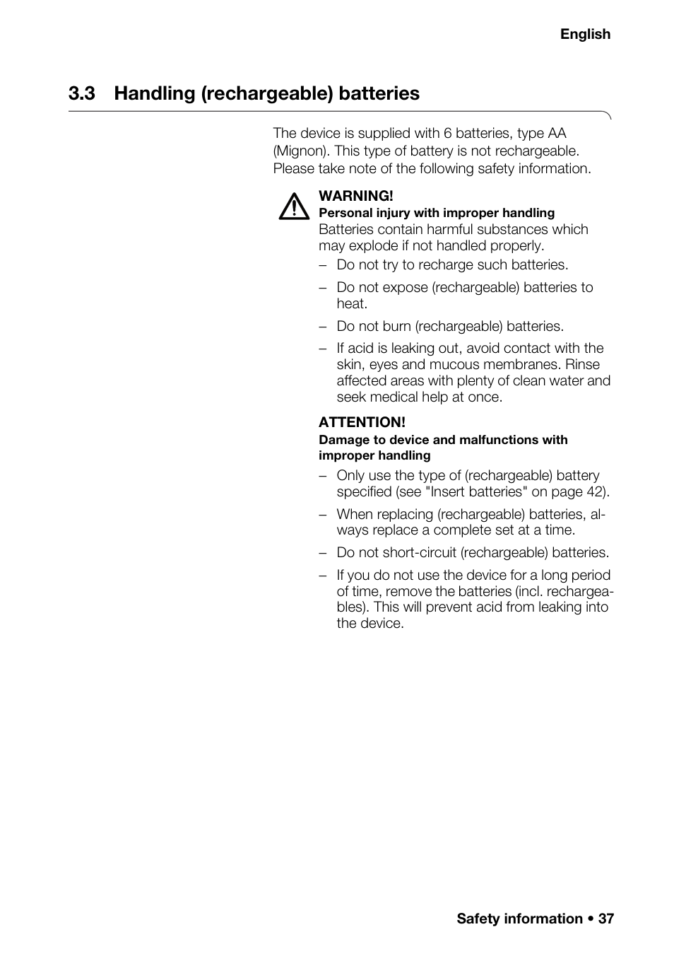 3 handling (rechargeable) batteries | Seca 376 User Manual | Page 37 / 401