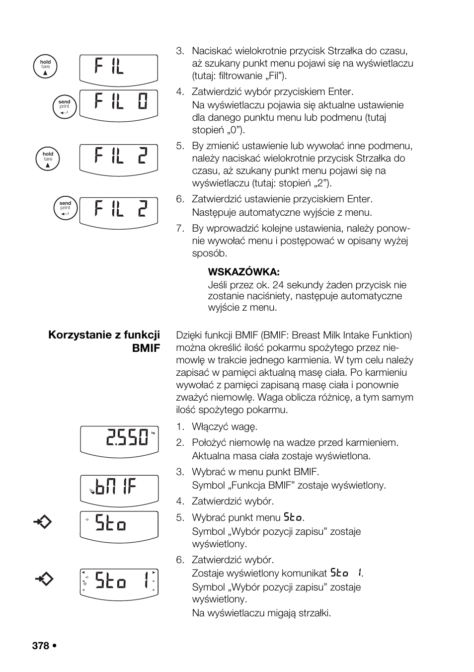 Korzystanie z funkcji bmif, Sto 1 | Seca 376 User Manual | Page 378 / 401