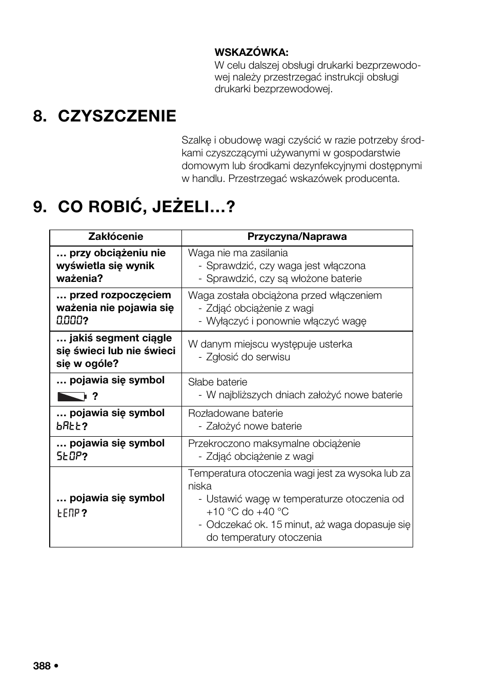 Czyszczenie, Co robić, jeżeli, Ądzeń | Seca 376 User Manual | Page 388 / 401