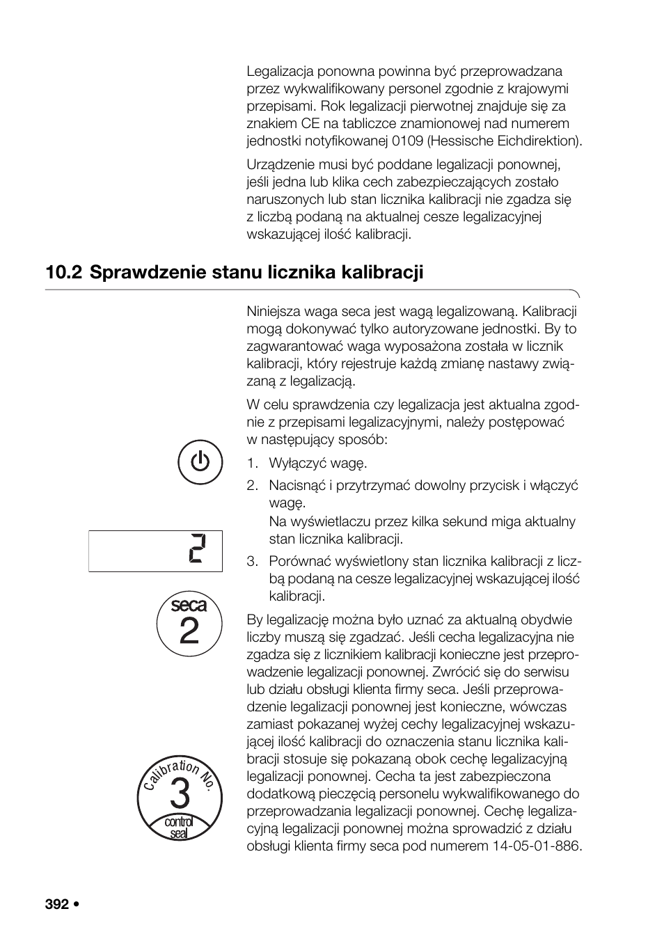 2 sprawdzenie stanu licznika kalibracji, Lrn), Esyłu | Seca 376 User Manual | Page 392 / 401