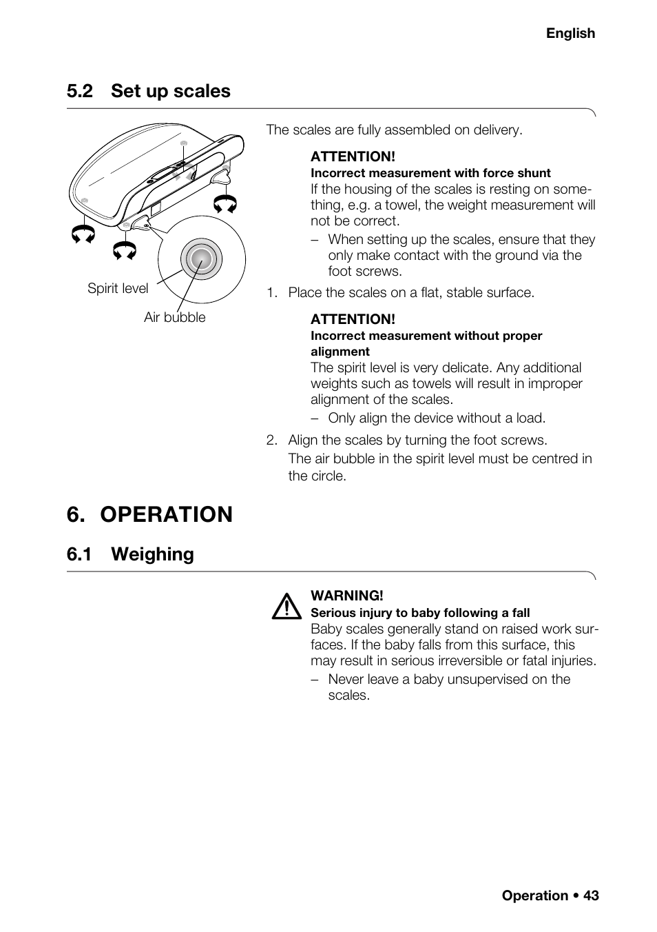 2 set up scales, Operation, 1 weighing | Ess gr, N of equipm | Seca 376 User Manual | Page 43 / 401