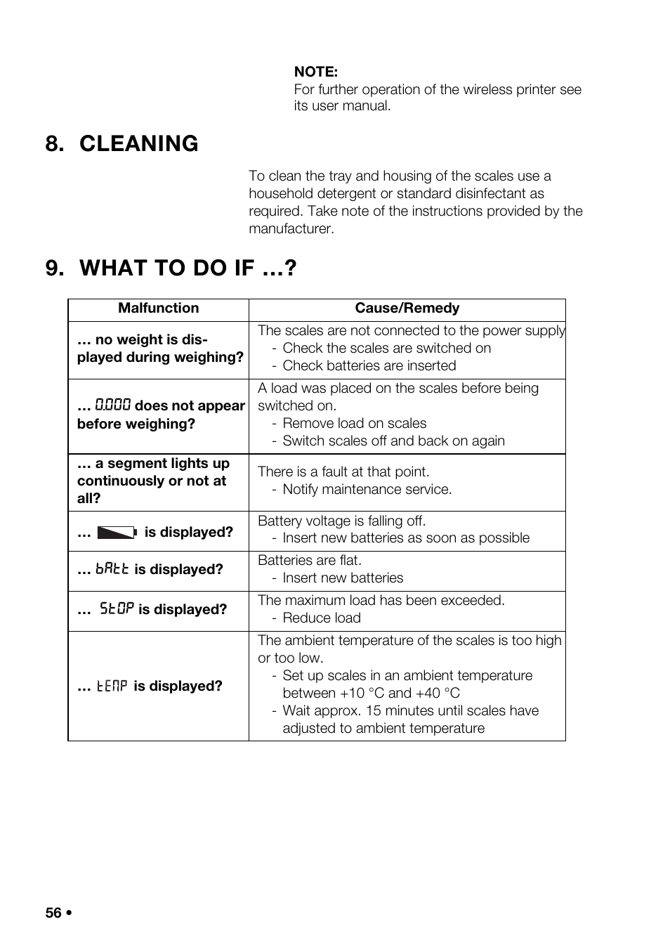 Cleaning, What to do if | Seca 376 User Manual | Page 56 / 401