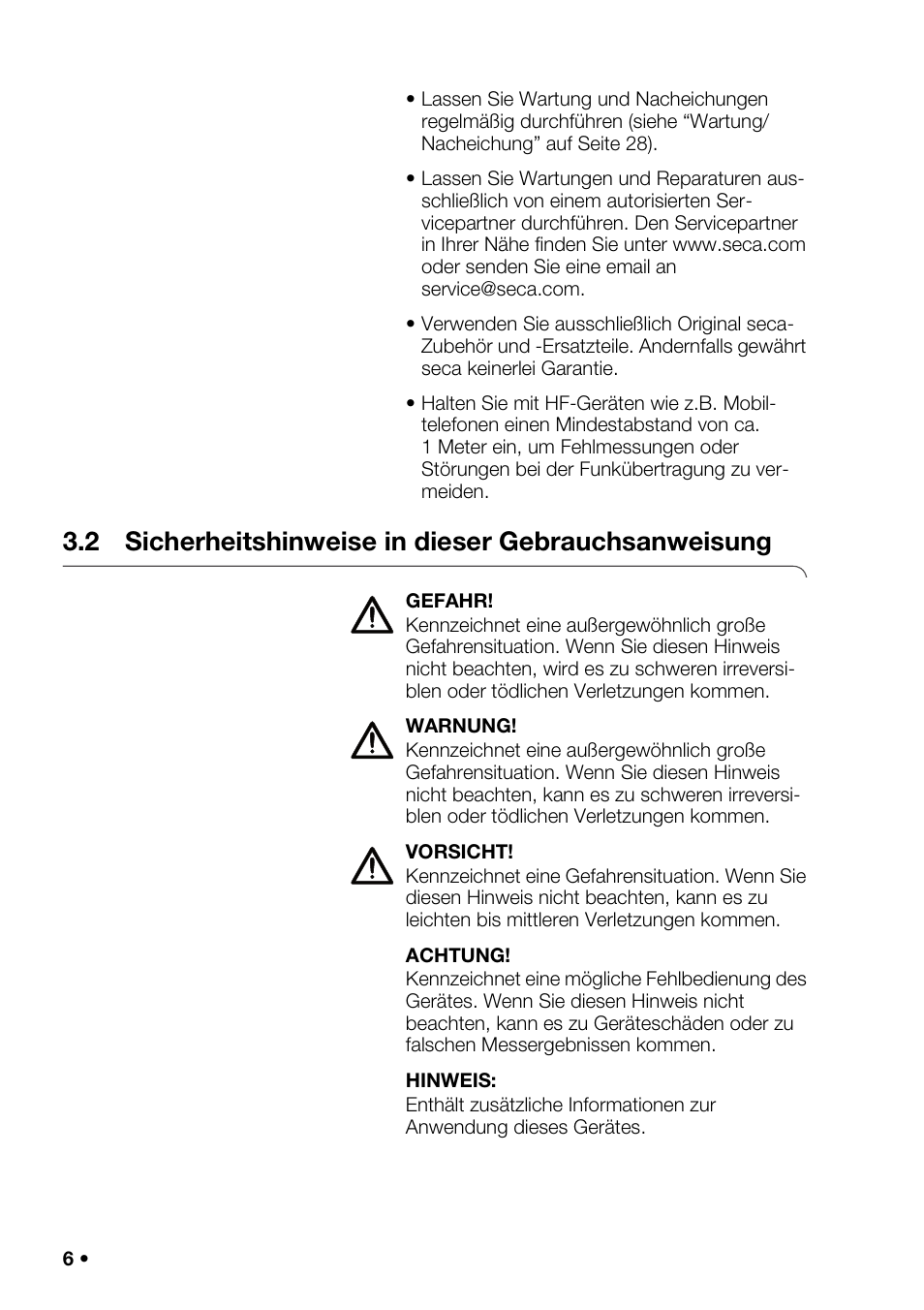 2 sicherheitshinweise in dieser gebrauchsanweisung, Erzeichnis | Seca 376 User Manual | Page 6 / 401