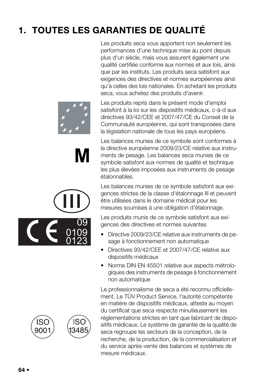 Toutes les garanties de qualité | Seca 376 User Manual | Page 64 / 401