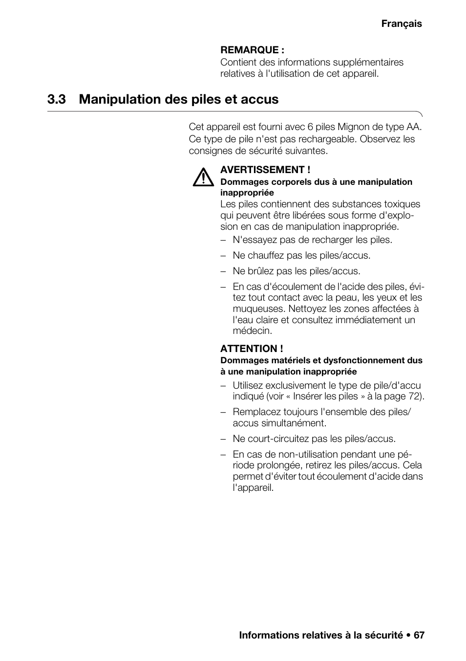 3 manipulation des piles et accus, Tières | Seca 376 User Manual | Page 67 / 401