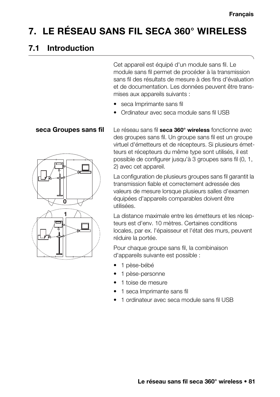 Le réseau sans fil seca 360° wireless, 1 introduction | Seca 376 User Manual | Page 81 / 401