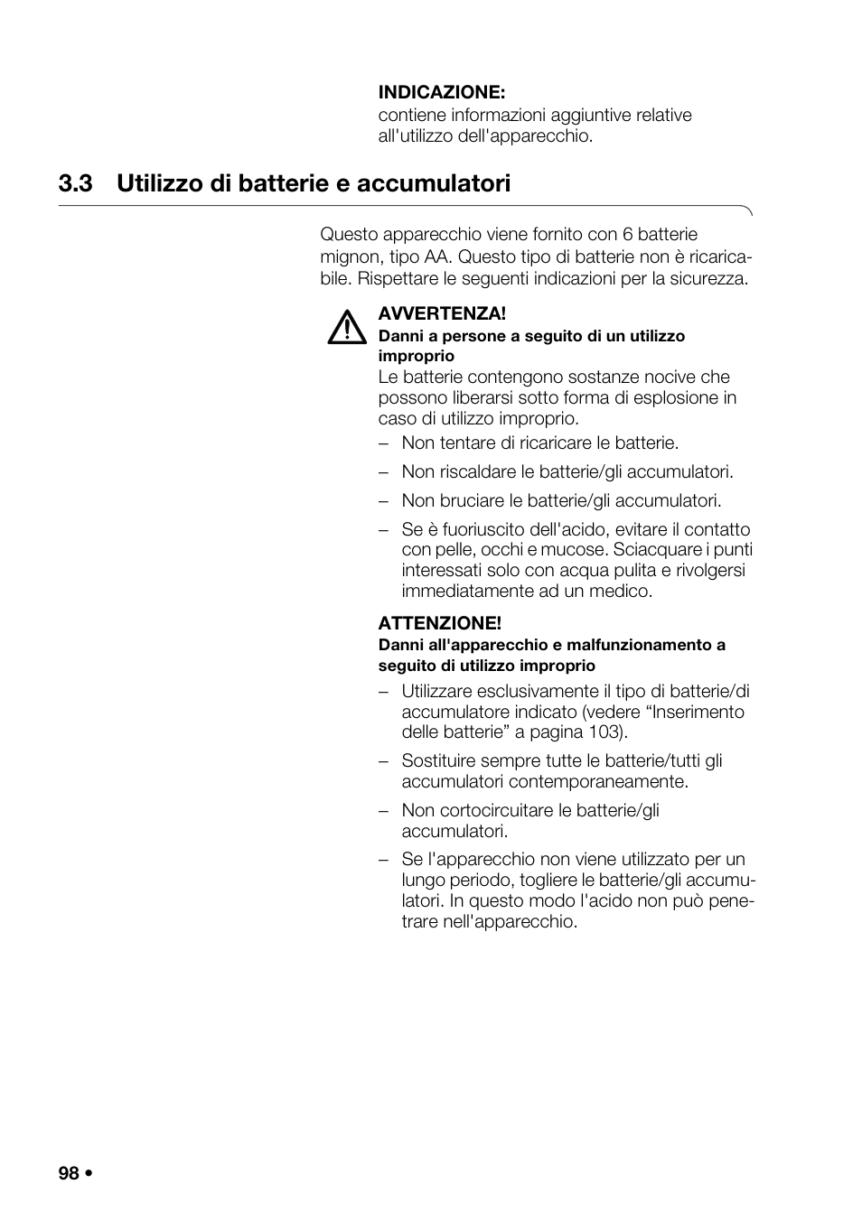 3 utilizzo di batterie e accumulatori, E funz | Seca 376 User Manual | Page 98 / 401