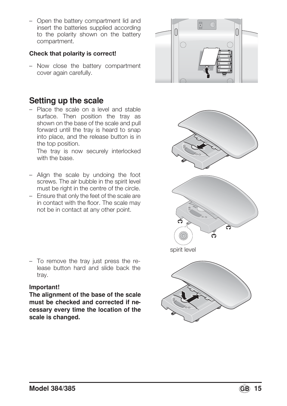 Setting up the scale, See “setting up the scale” on | Seca 385 User Manual | Page 15 / 136