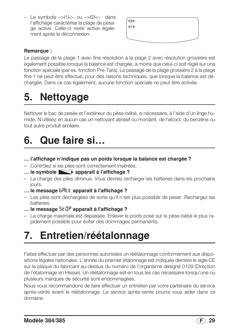 Nettoyage, Que faire si, Entretien/réétalonnage | Seca 385 User Manual | Page 29 / 136