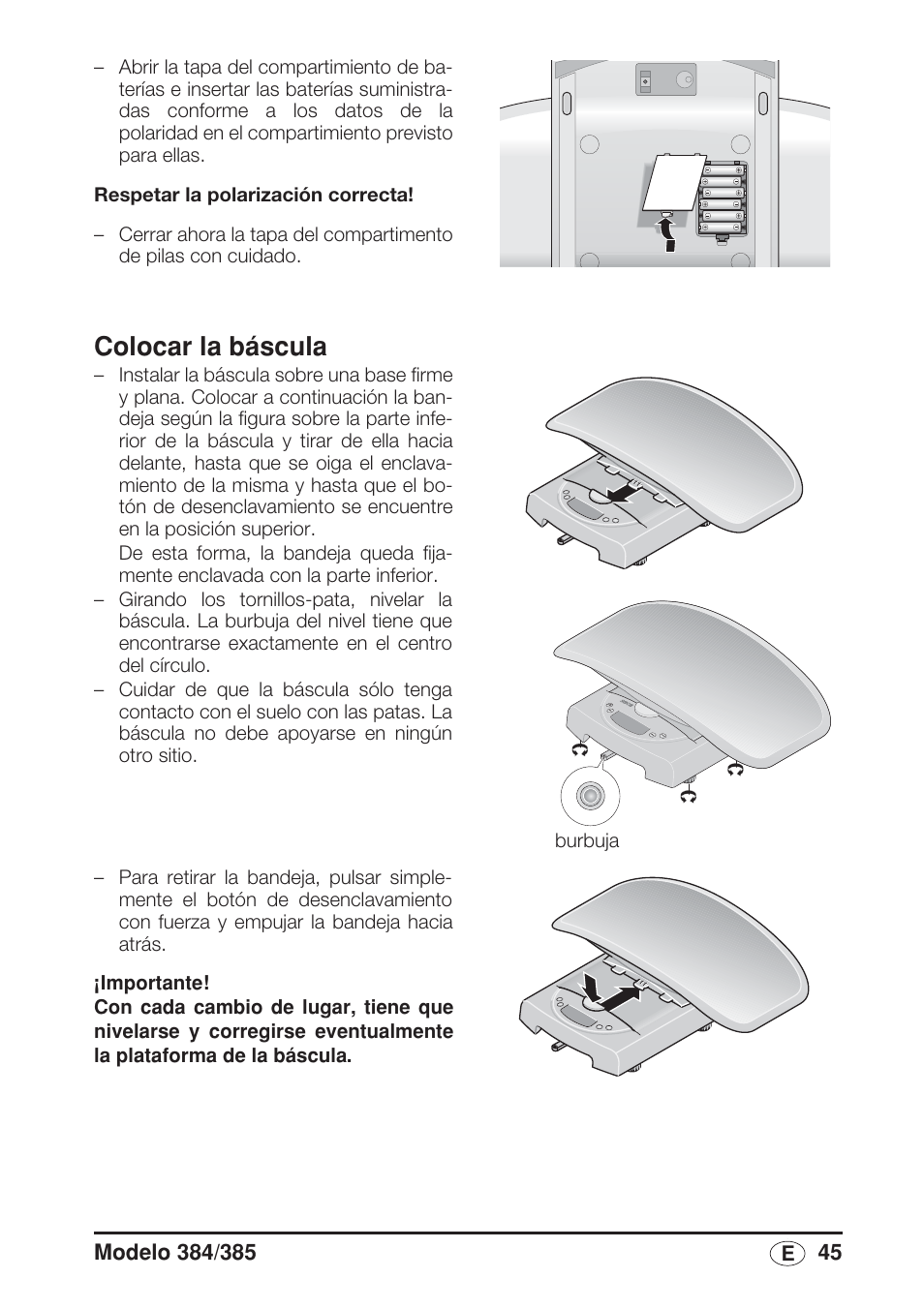 Colocar la báscula | Seca 385 User Manual | Page 45 / 136