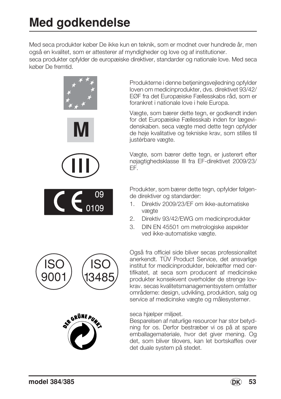 Dansk, Med godkendelse | Seca 385 User Manual | Page 53 / 136