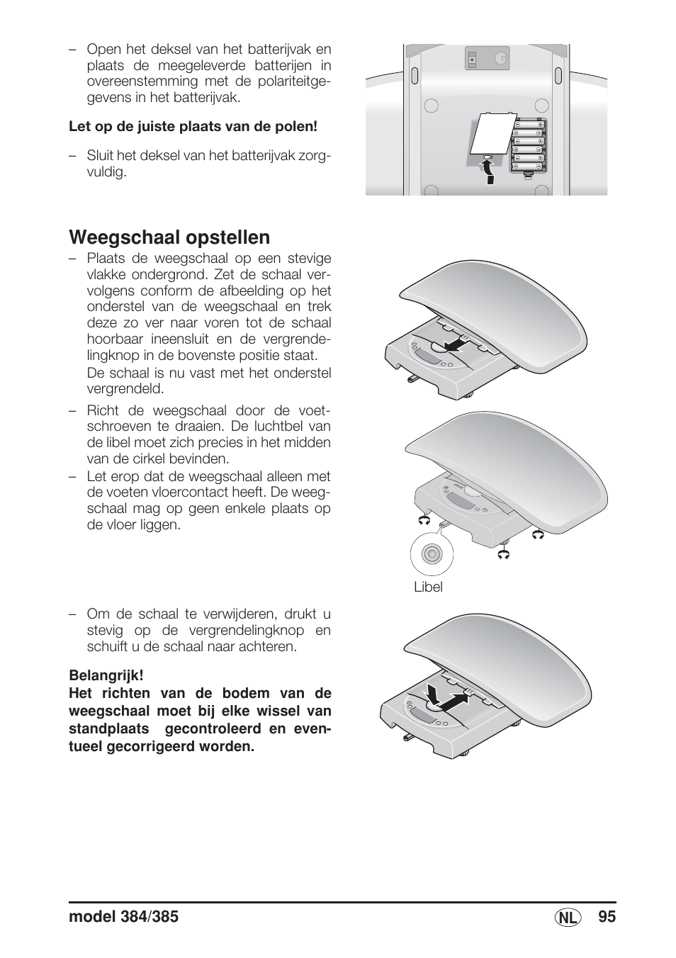 Weegschaal opstellen, Weegschaal opstellen” op, Bladzijde 95) | Seca 385 User Manual | Page 95 / 136