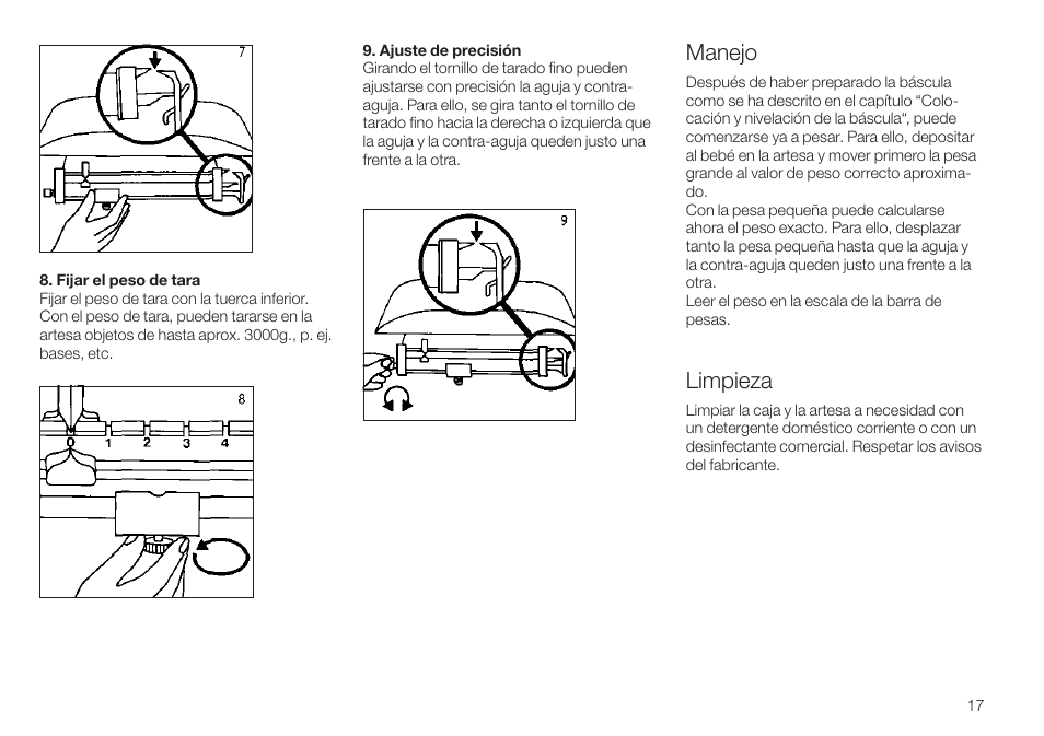 Manejo, Limpieza | Seca 745 User Manual | Page 17 / 56