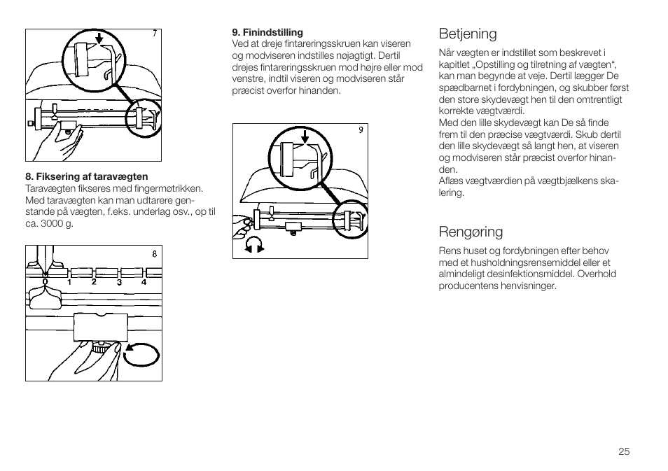 Betjening, Rengøring | Seca 745 User Manual | Page 25 / 56