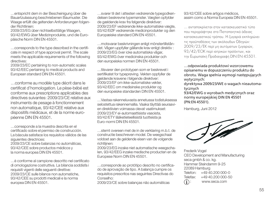 Seca 745 User Manual | Page 55 / 56