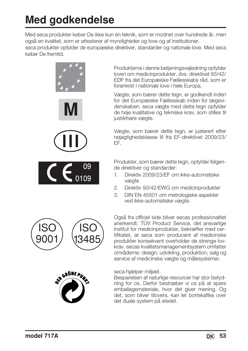 Dansk, Med godkendelse | Seca 717A User Manual | Page 53 / 136