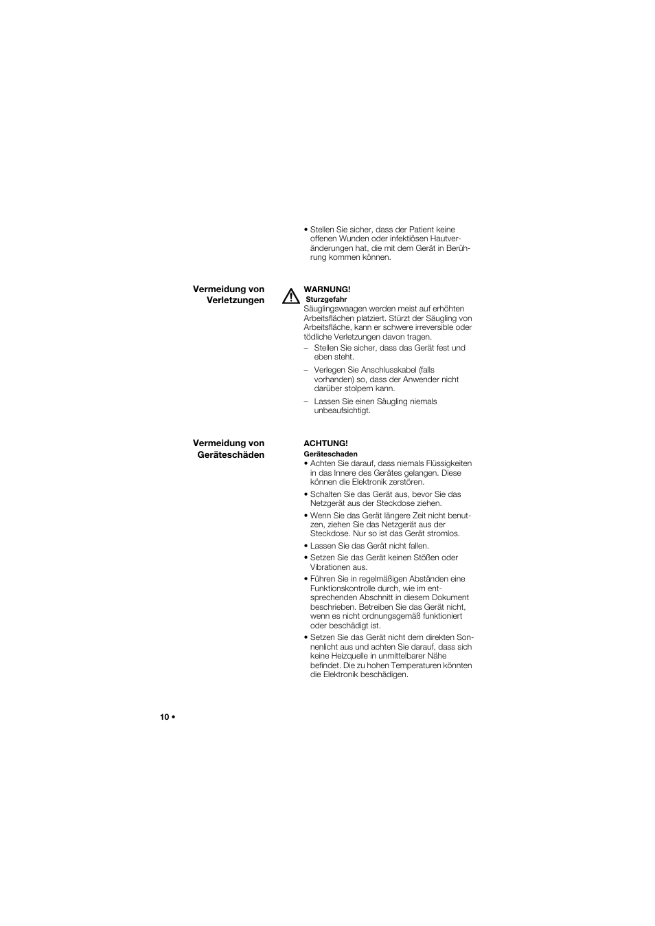 Vermeidung von verletzungen, Vermeidung von geräteschäden | Seca 757 User Manual | Page 10 / 307