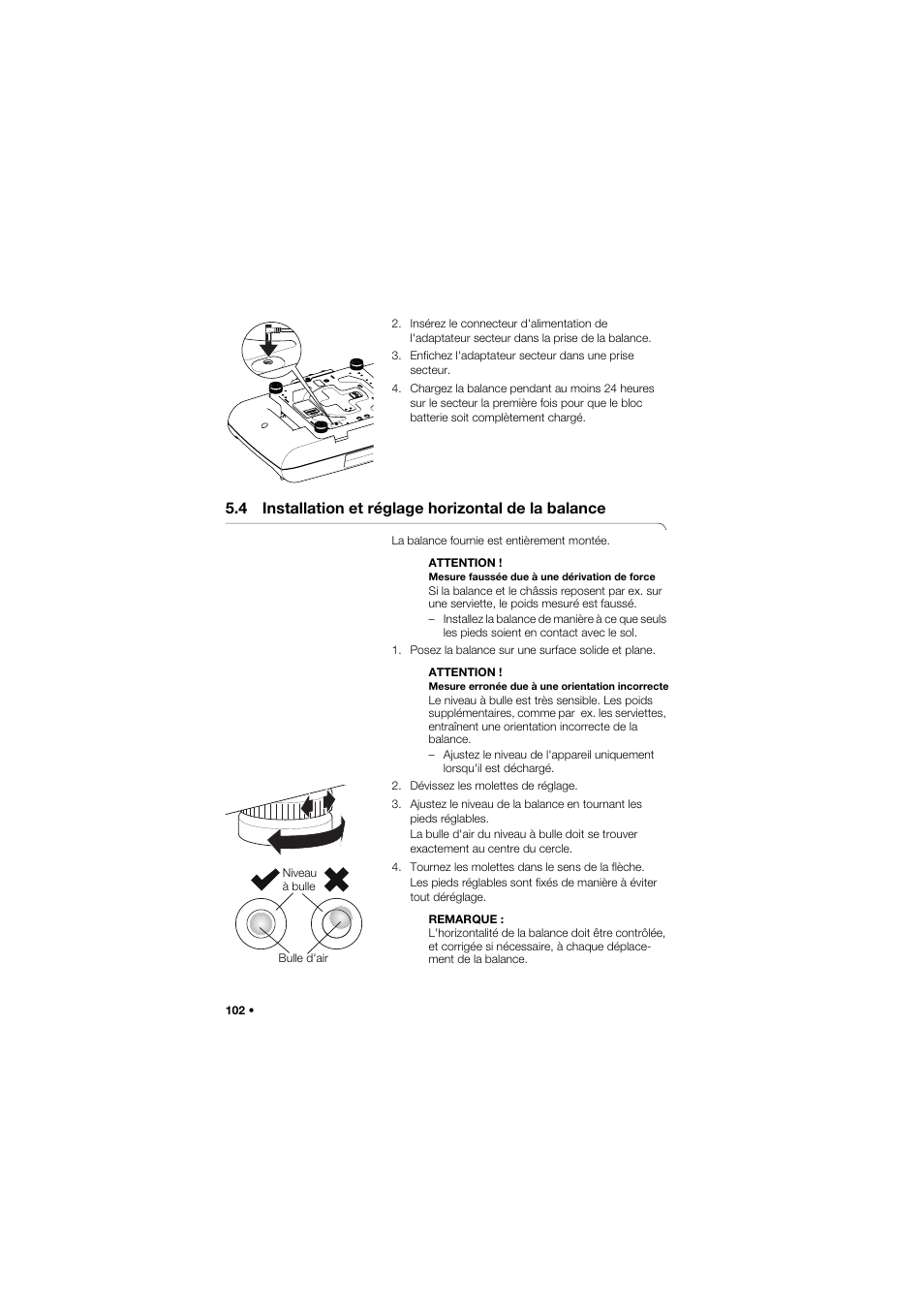 4 installation et réglage horizontal de la balance | Seca 757 User Manual | Page 102 / 307