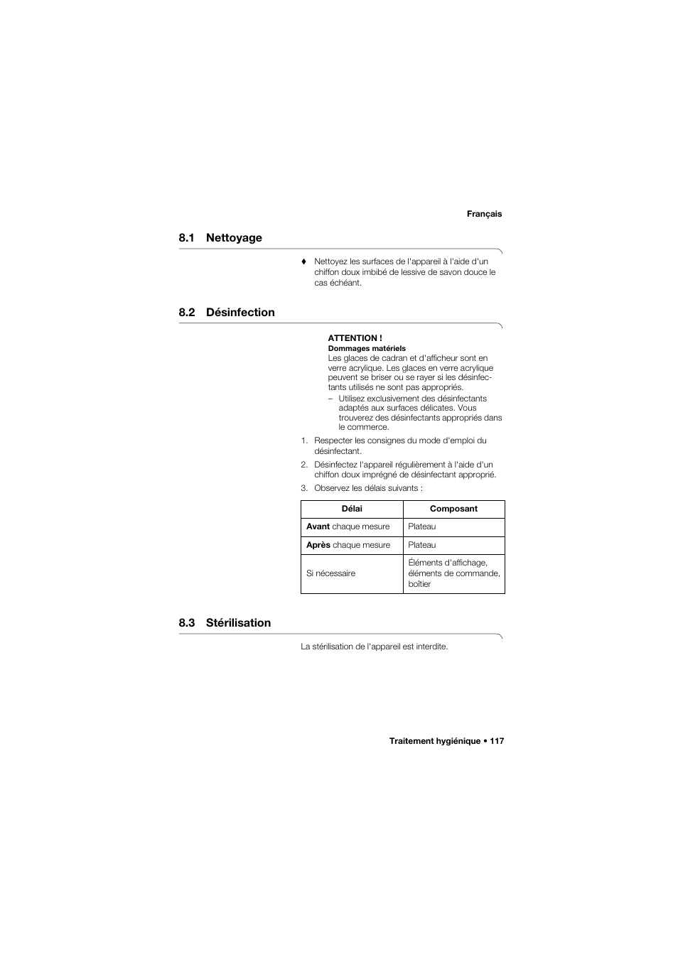1 nettoyage, 2 désinfection, 3 stérilisation | Seca 757 User Manual | Page 117 / 307