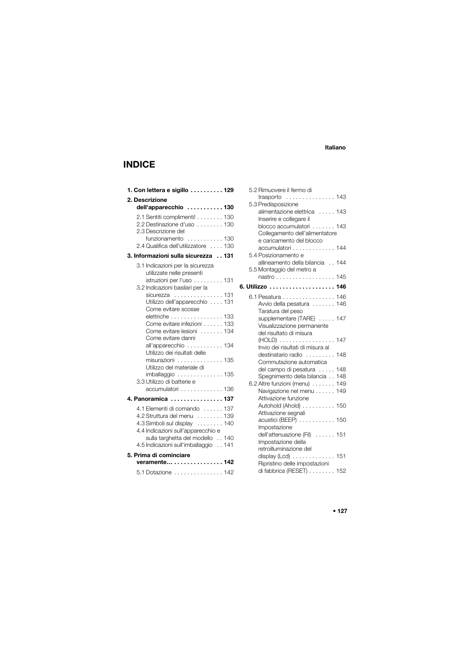 Italiano, Indice | Seca 757 User Manual | Page 127 / 307