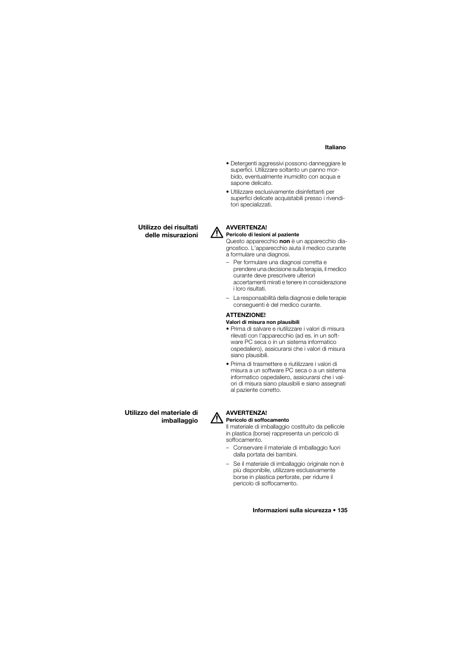 Utilizzo dei risultati delle misurazioni, Utilizzo del materiale di imballaggio | Seca 757 User Manual | Page 135 / 307