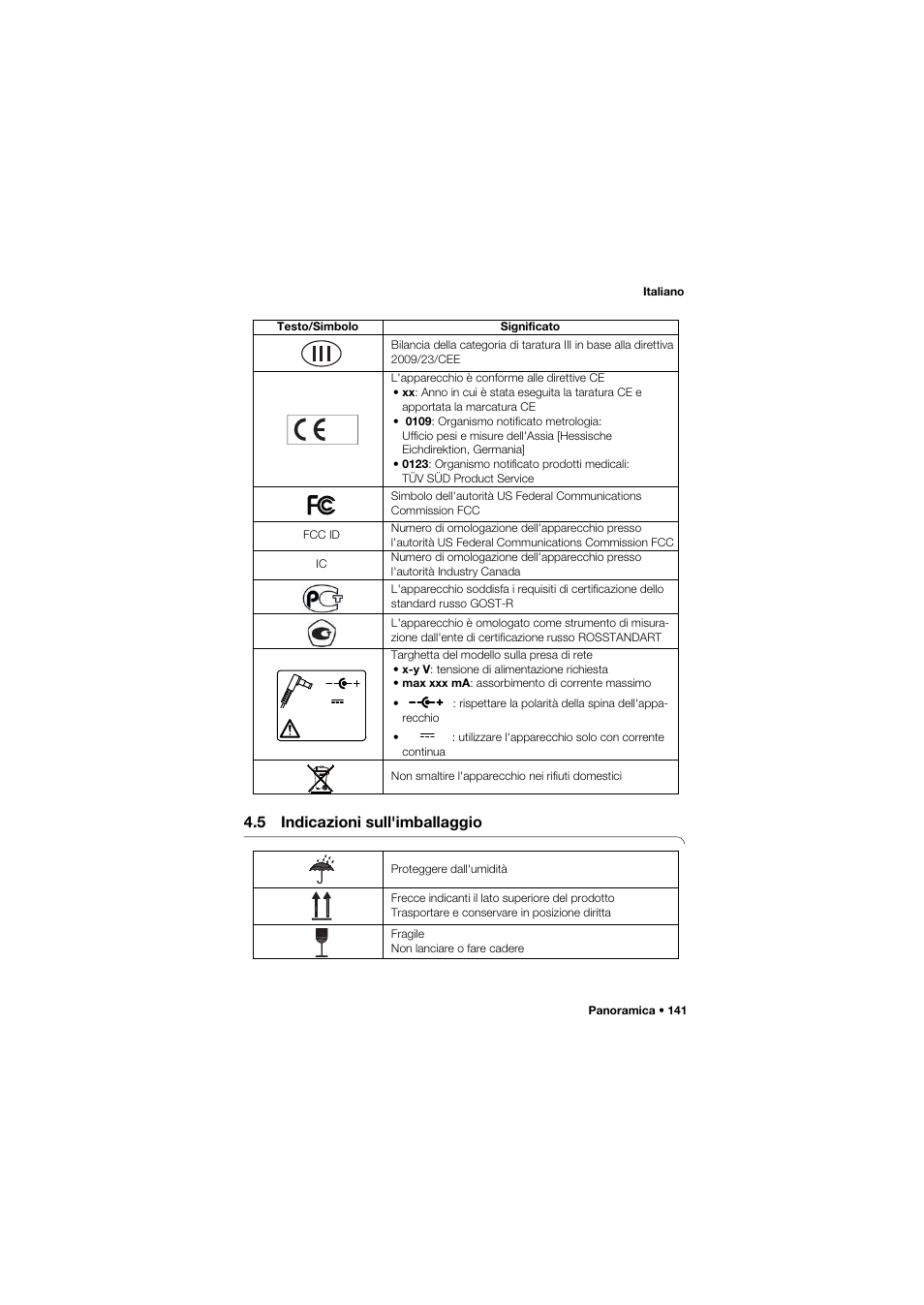 5 indicazioni sull'imballaggio | Seca 757 User Manual | Page 141 / 307
